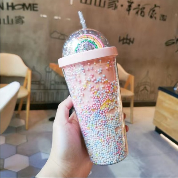🌈 Kawaii Cute Rainbow & Cat Ear Tumbler
Cups With Straw & Lid - Picture 15 of 16